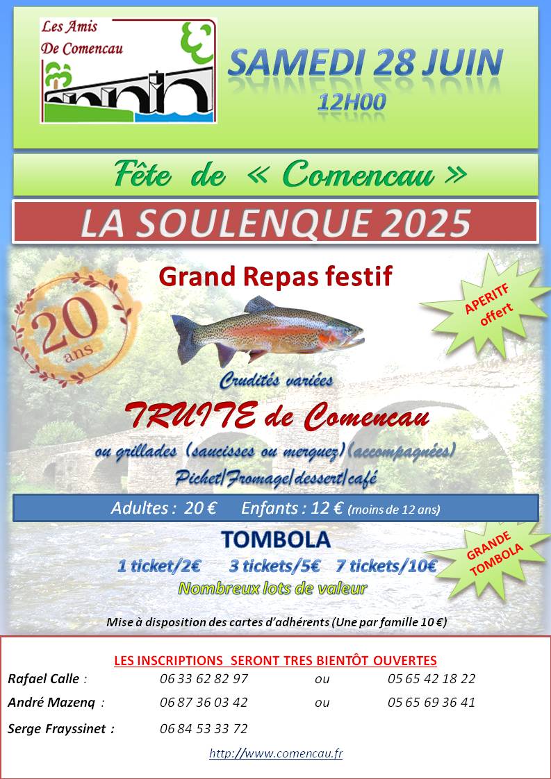Lire la suite à propos de l’article Les Amis de Comencau : La Fête de « Comencau » le samedi 28/06/2025