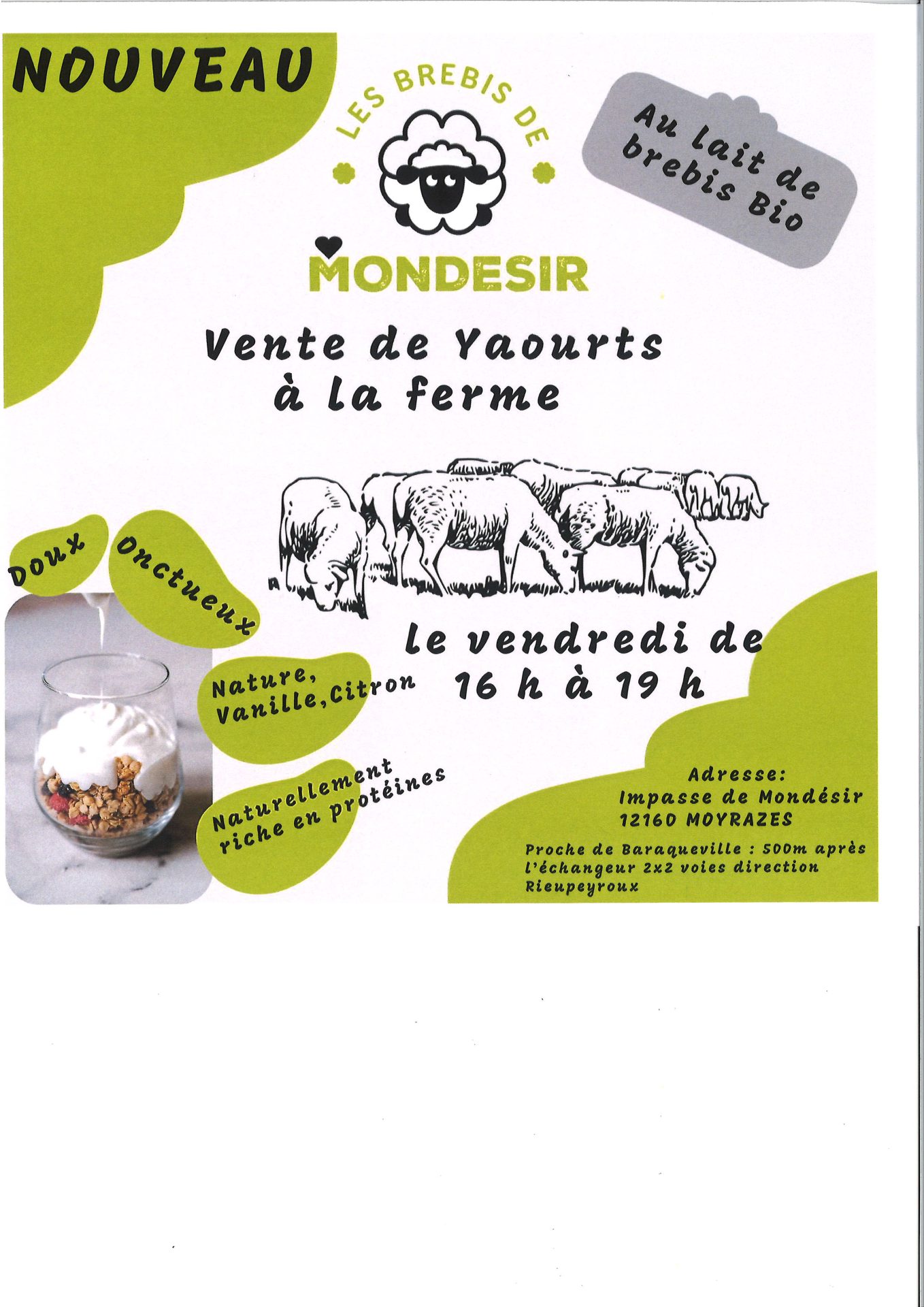 Lire la suite à propos de l’article Les brebis de Mondésir : vente de yaourts à la ferme