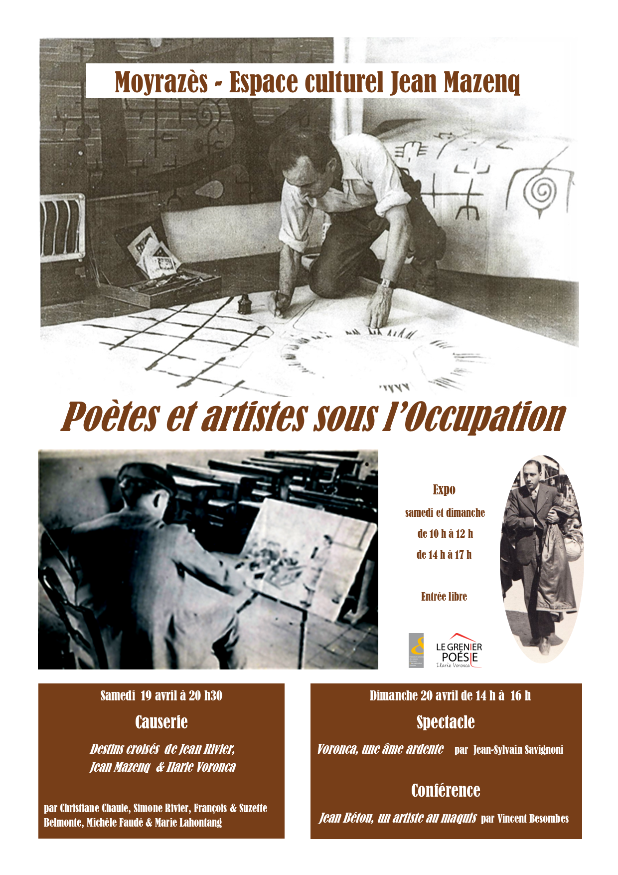 Lire la suite à propos de l’article Le grenier Poésie Ilarie Voronca – Poètes et artistes sous l’Occupation : 19&20/04/2025 à l’espace culturel Jean Mazenq
