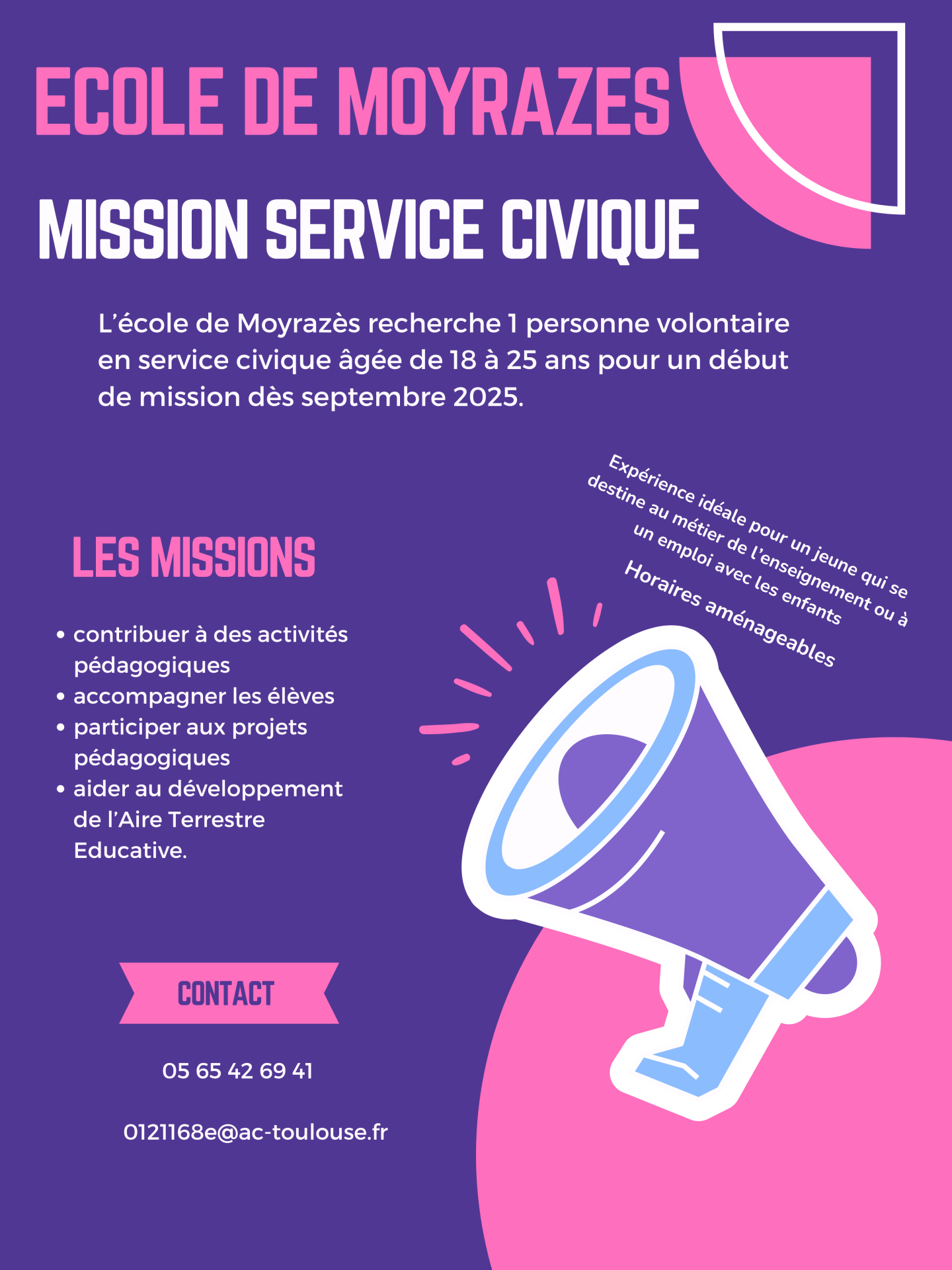 Lire la suite à propos de l’article Ecole de Moyrazès – Mission service civique
